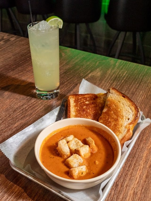Gouda Grilled Cheese W Tomato Basil Soup.